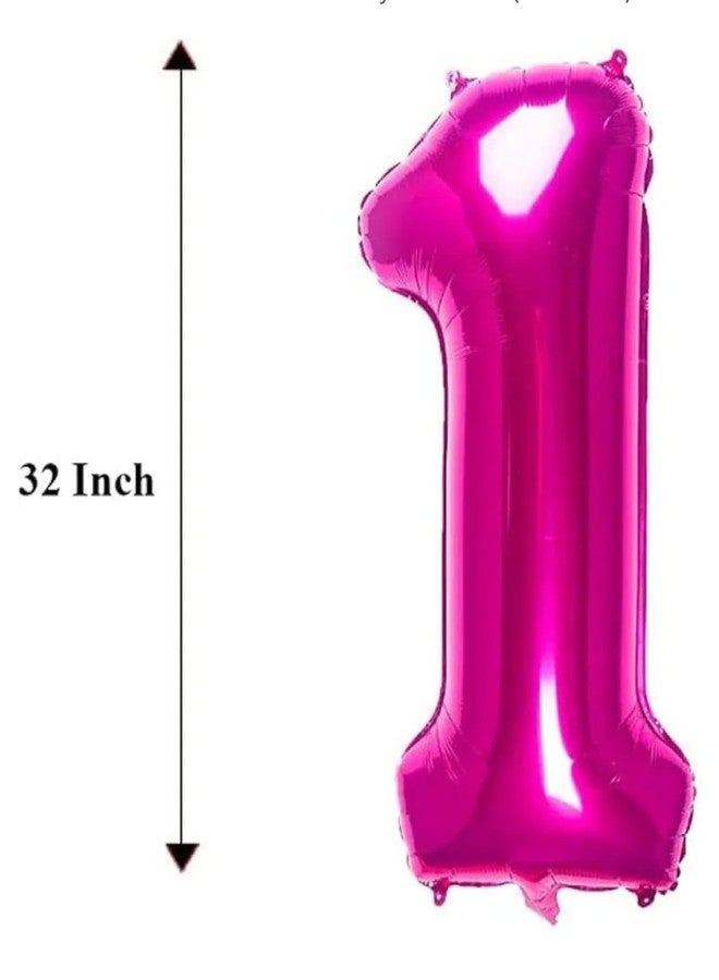 Dream Decor 32 inch 1 One Big Pink Number Shape Large foil Balloons With Crown Foil And Metallic Balloons Combo for Party Decorations in Happy Birthday For Girl- pastle balloon princess - Image 4
